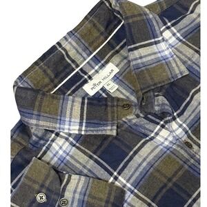 Peter Millar XL Mens Plaid‎ Long Sleeve Button Down Shirt Blue Green